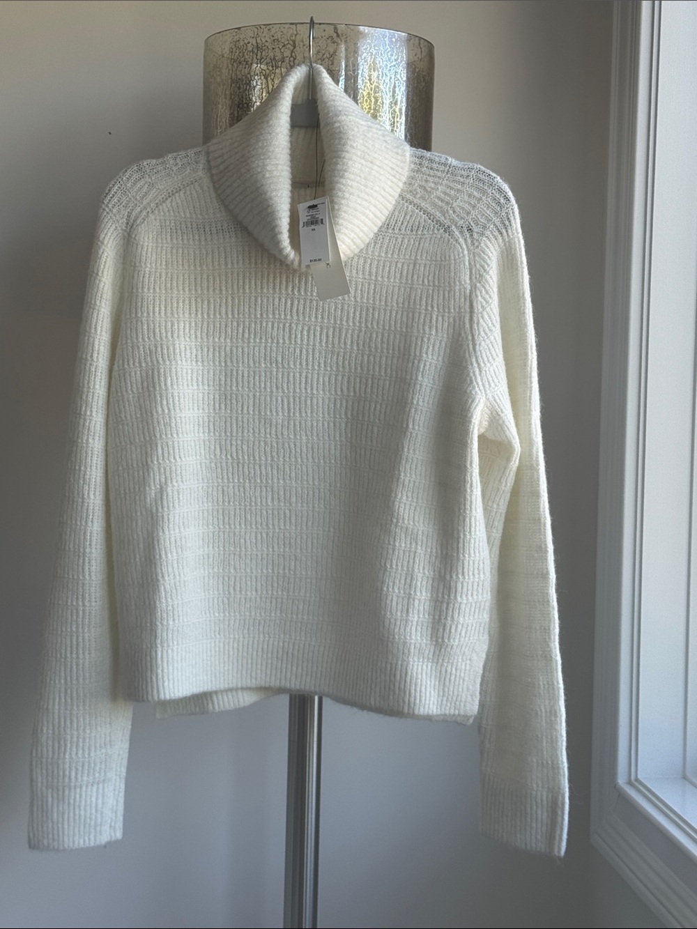 Banana Republic Cream Cowl-Neck Ribbed Sweater